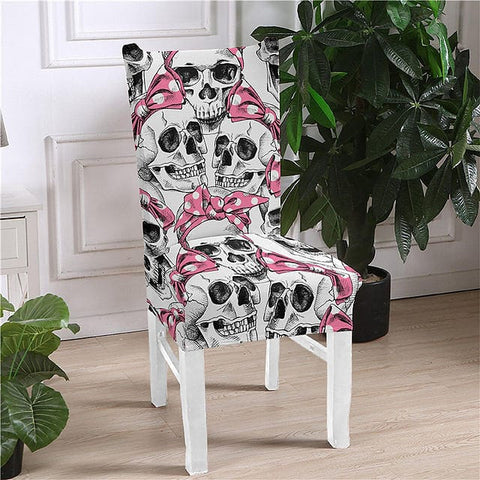 Skull Pink Bandana Design Elastic Chair Cover Removable Anti-dirty