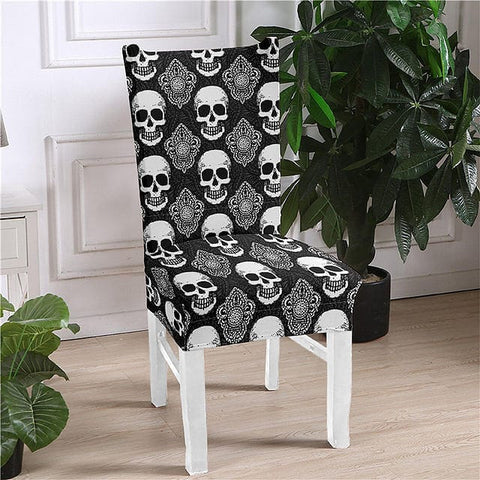 Black & White Skull Design Elastic Chair Cover Removable Anti-dirty
