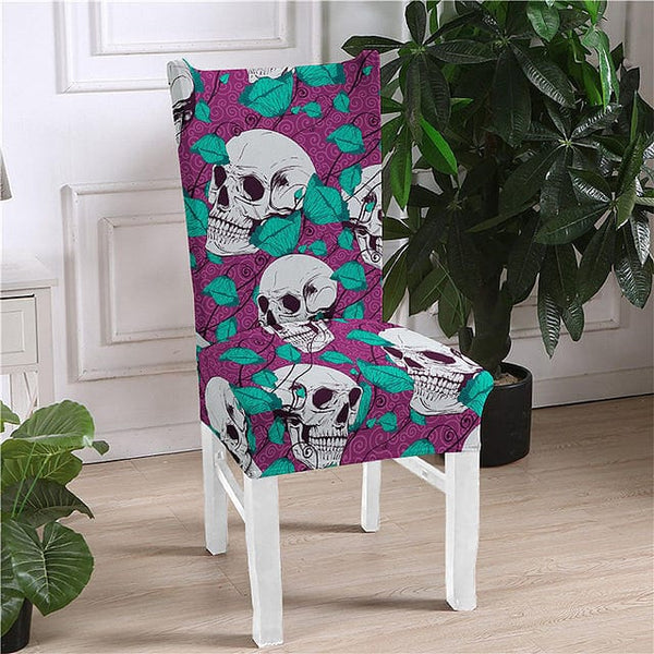 Purple Skull Design Elastic Chair Cover Removable Anti-dirty