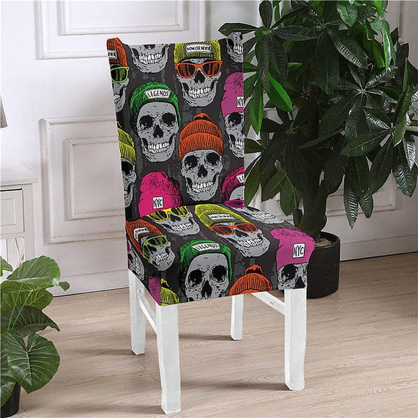 Colorful Skull Design Elastic Chair Cover Removable Anti-dirty