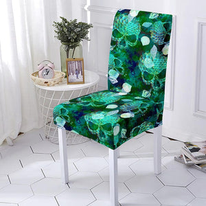 Green Skull Printed Stretch Chair Cover Removable Anti-dirty Universal Size