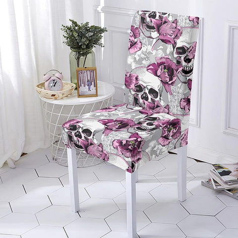 Skull Printed Stretch Chair Cover Removable Anti-dirty Universal Size