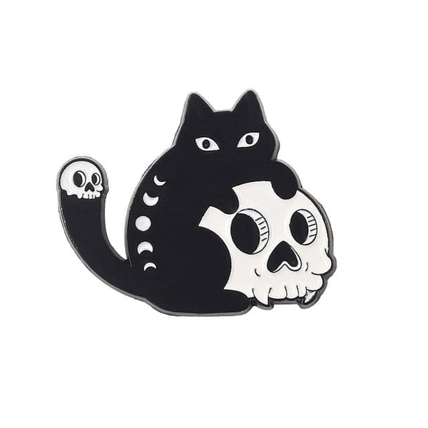 Skeleton Cat Metal Pins