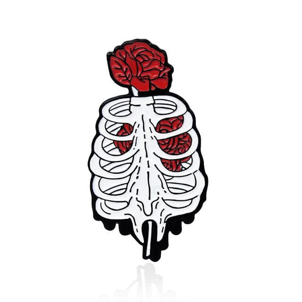 Creative Red Heart Skeleton Bones Pins