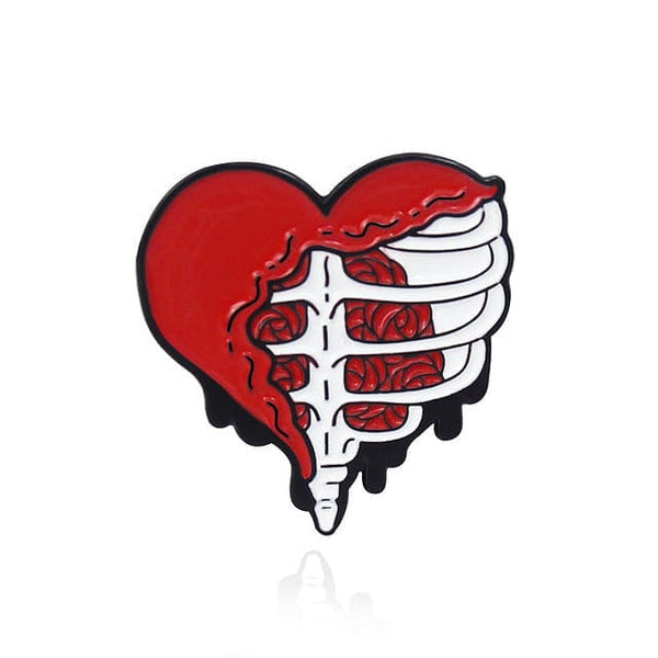Creative Red Heart Skeleton Bones Pins