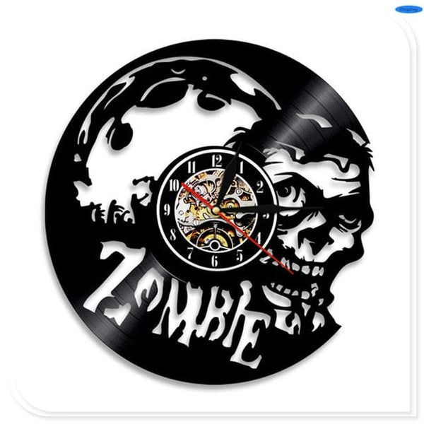 Decorative Skull Wall Clock Made with Vinyl Record - Skull Clothing and Accessories Skull only Merchandise