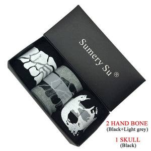3 Pairs Men's Skull Pattern Hand Bone Toe Socks