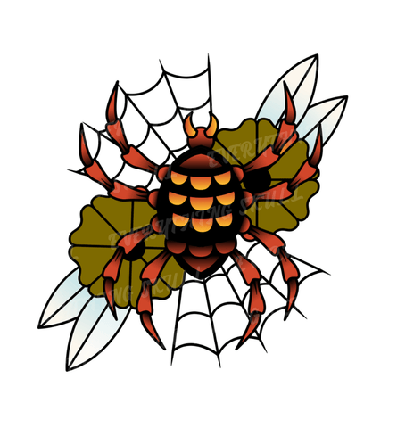 Spider On Flowers and Web Image | Instant Download | Digital File | SVG | JPG | PNG | EPS