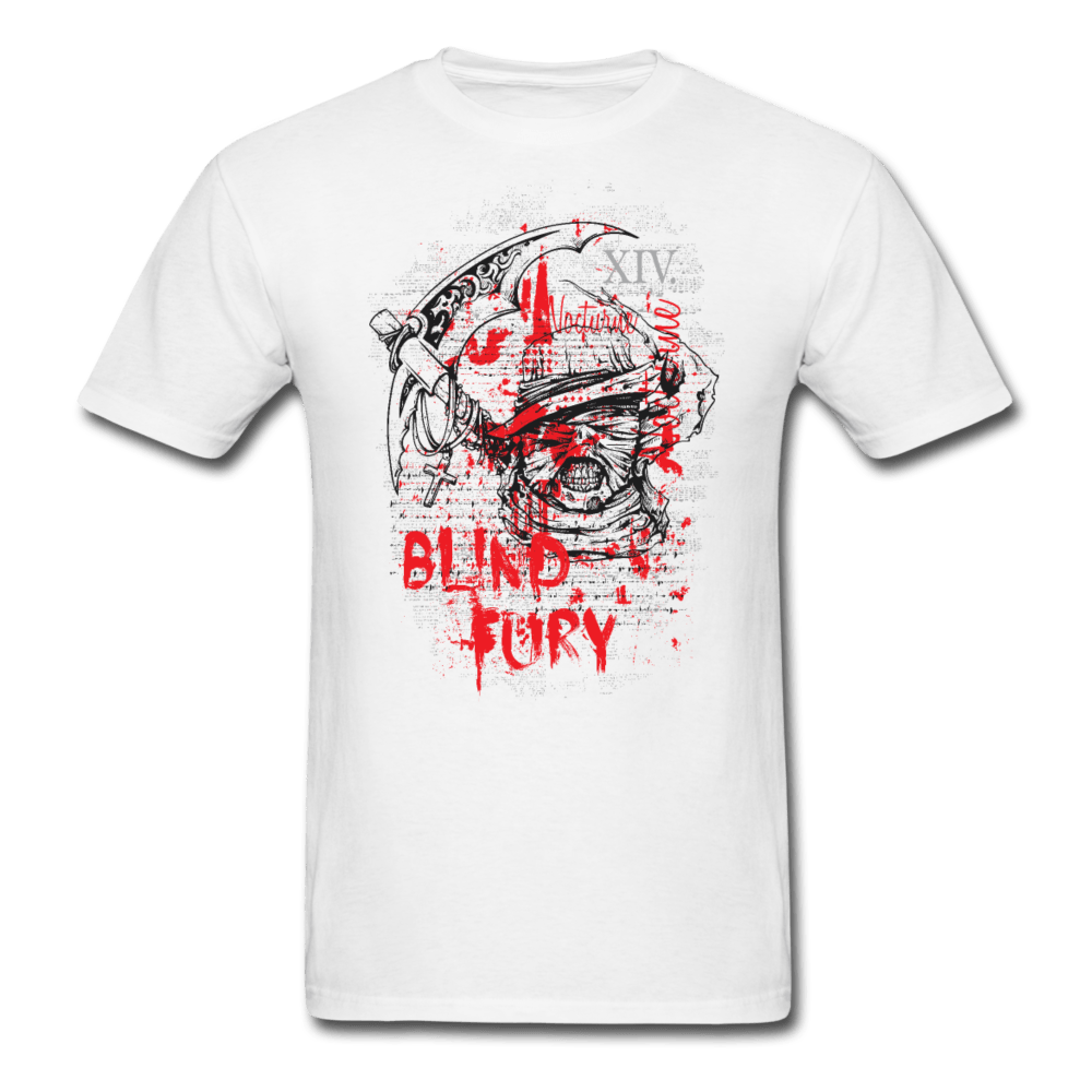 Blind Fury - whiteMen's Blind Fury Skull Print Short Sleeve T-Shirt