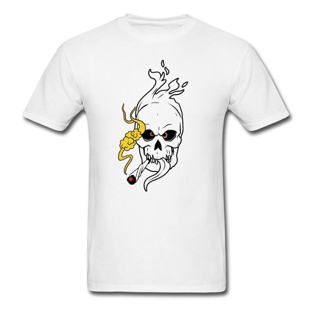 Mens Flaming Skull T-Shirt - white