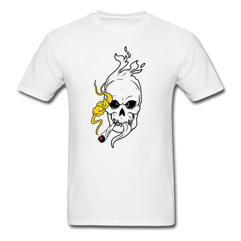 Mens Flaming Skull T-Shirt - white