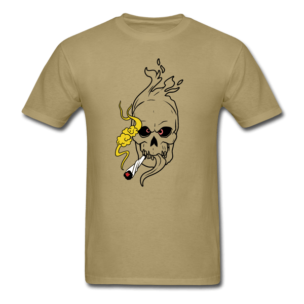 Mens Flaming Skull T-Shirt - khaki
