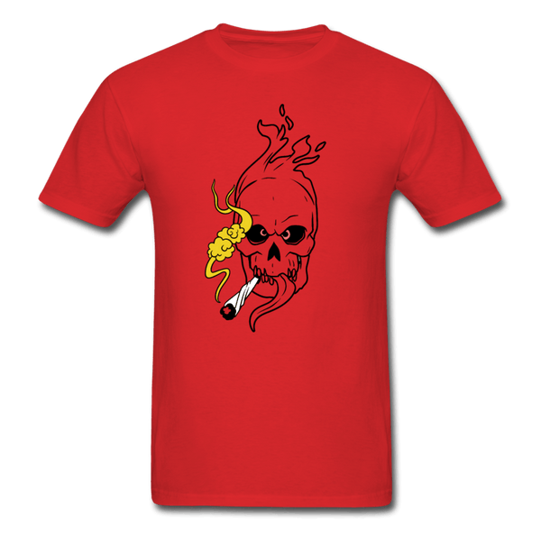 Mens Flaming Skull T-Shirt - red