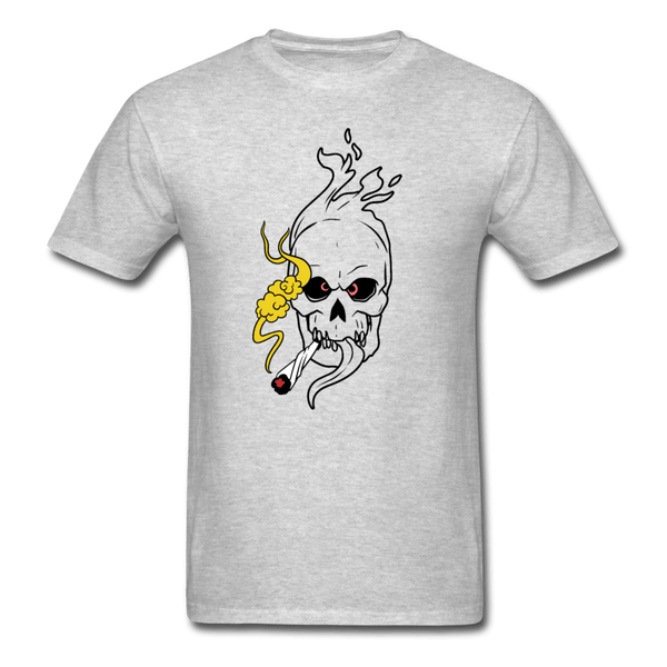 Mens Flaming Skull T-Shirt - heather gray