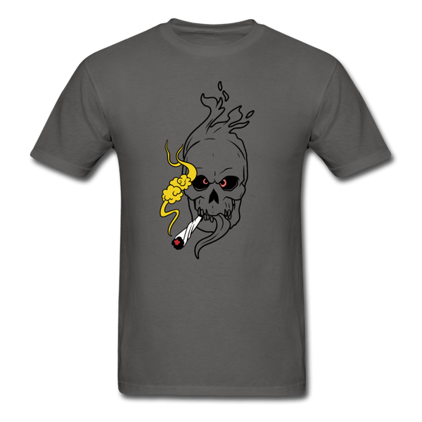 Mens Flaming Skull T-Shirt - charcoal