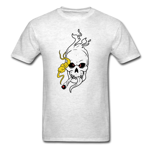 Mens Flaming Skull T-Shirt - light heather gray