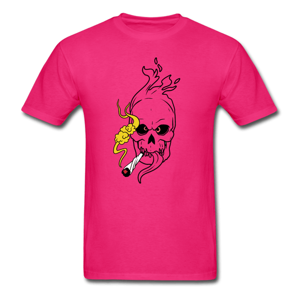 Mens Flaming Skull T-Shirt - fuchsia