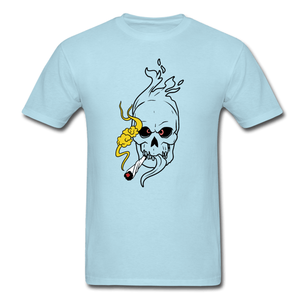 Mens Flaming Skull T-Shirt - powder blue