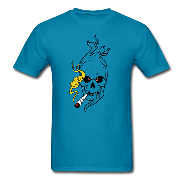 Mens Flaming Skull T-Shirt - turquoise
