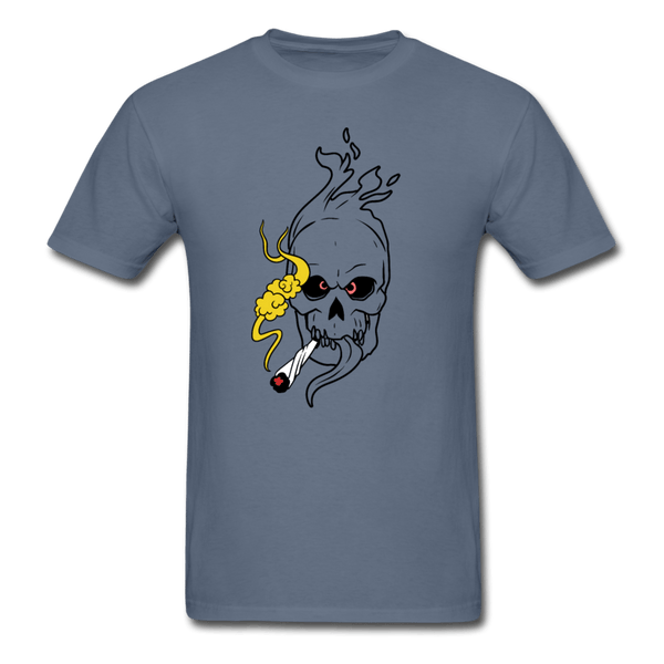 Mens Flaming Skull T-Shirt - denim