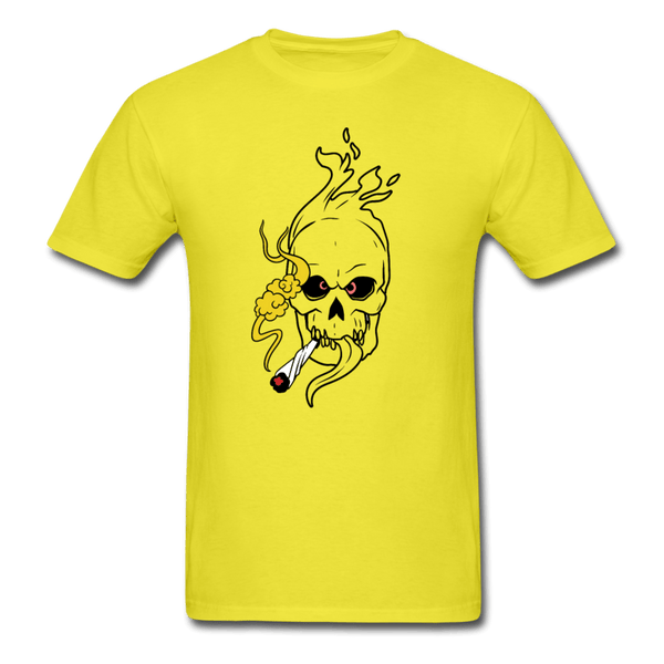 Mens Flaming Skull T-Shirt - yellow