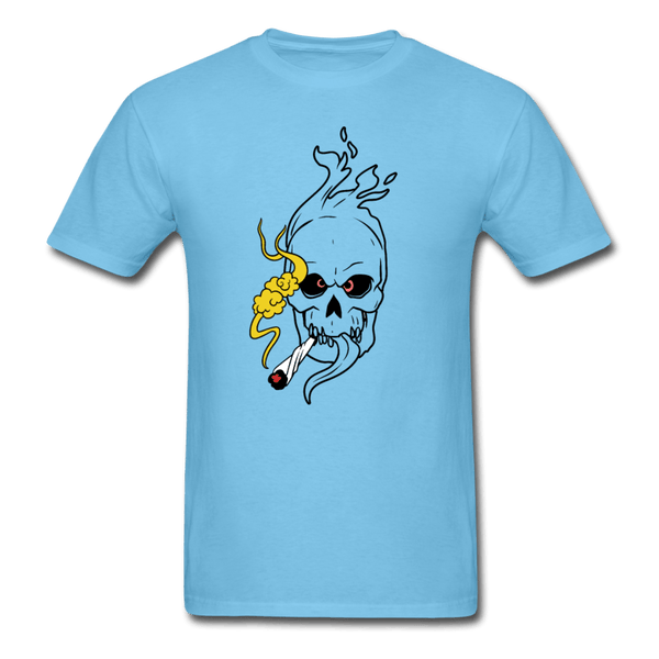 Mens Flaming Skull T-Shirt - aquatic blue
