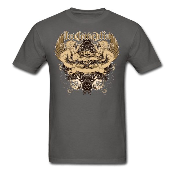 Vintage Lions on Skulls T-Shirt - charcoal