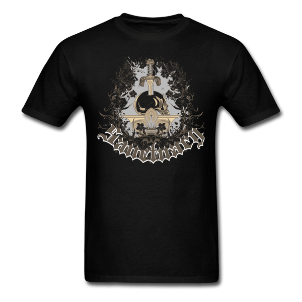 Skull with Sword on Pedestal T-Shirt - black