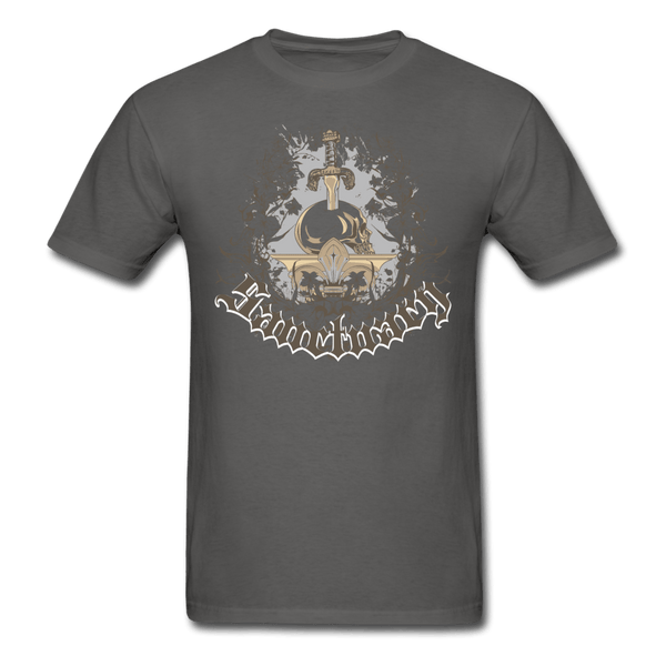 Skull with Sword on Pedestal T-Shirt - charcoal