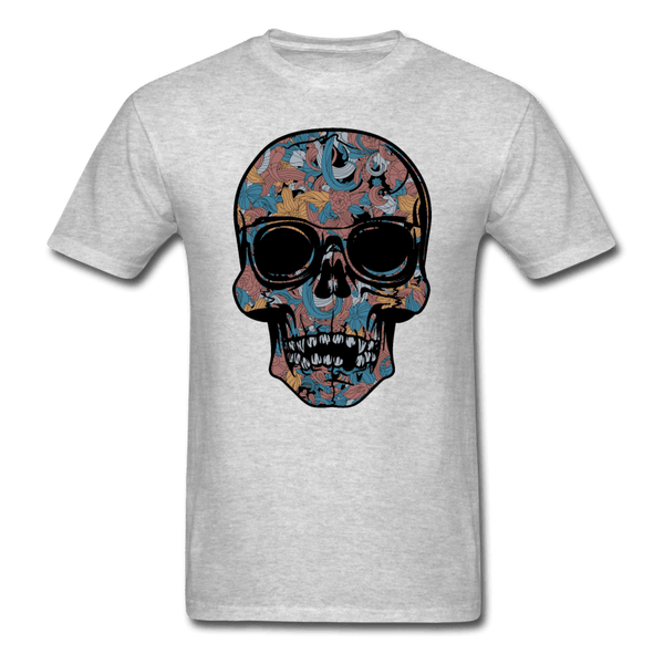 Colorful Single Skull T-Shirt - heather gray