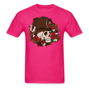 Skull and Roses T-Shirt - fuchsia