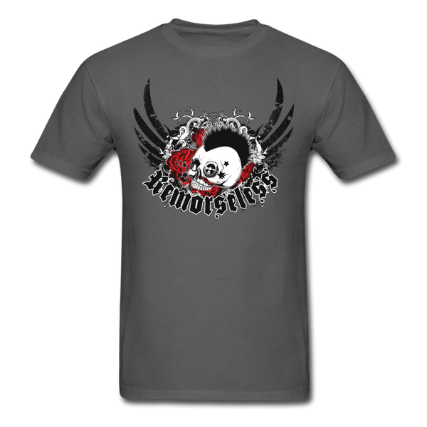 Punk Skull and Roses T-Shirt - charcoal