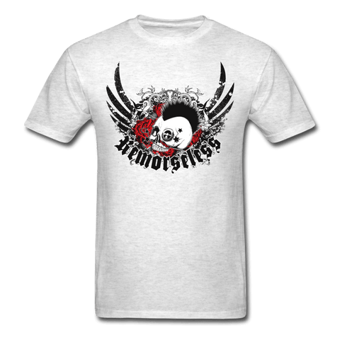 Punk Skull and Roses T-Shirt - light heather gray