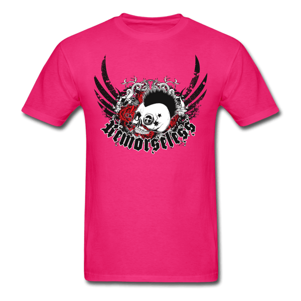 Punk Skull and Roses T-Shirt - fuchsia