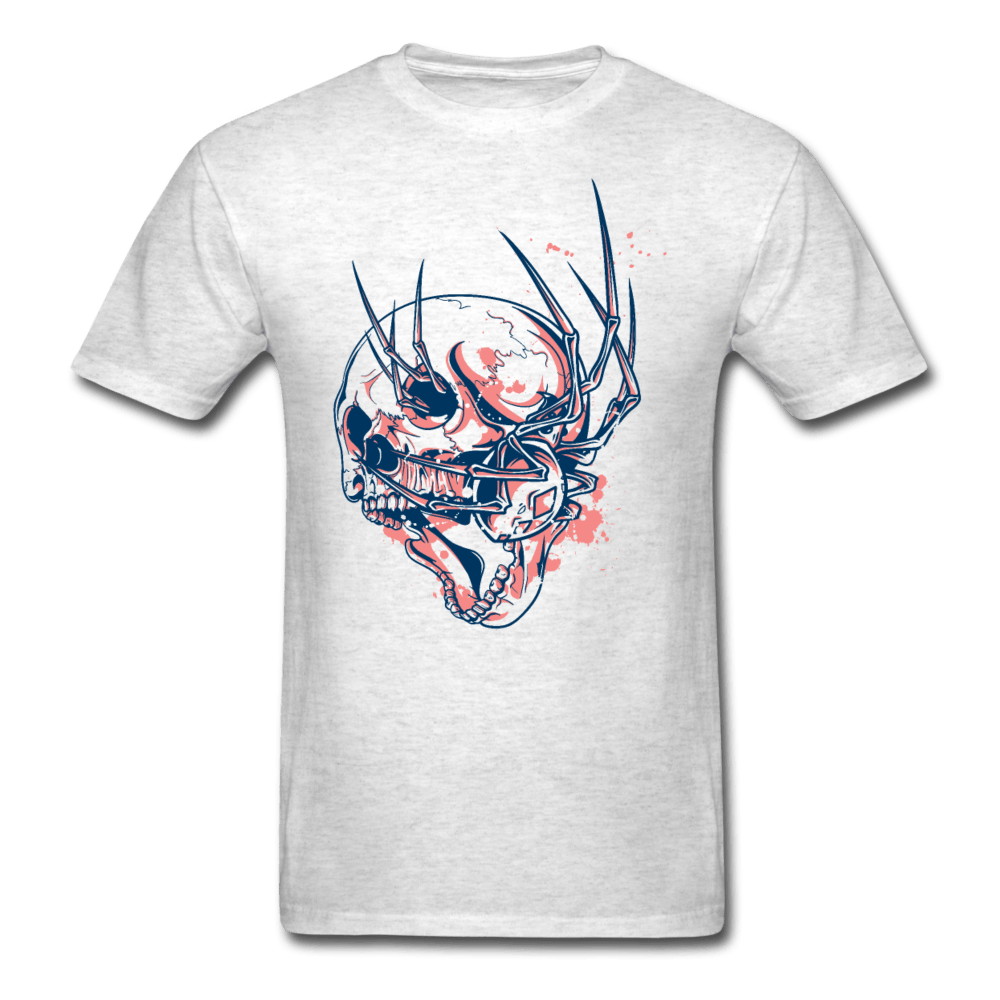 Spider Crawling Skull T-Shirt - light heather gray
