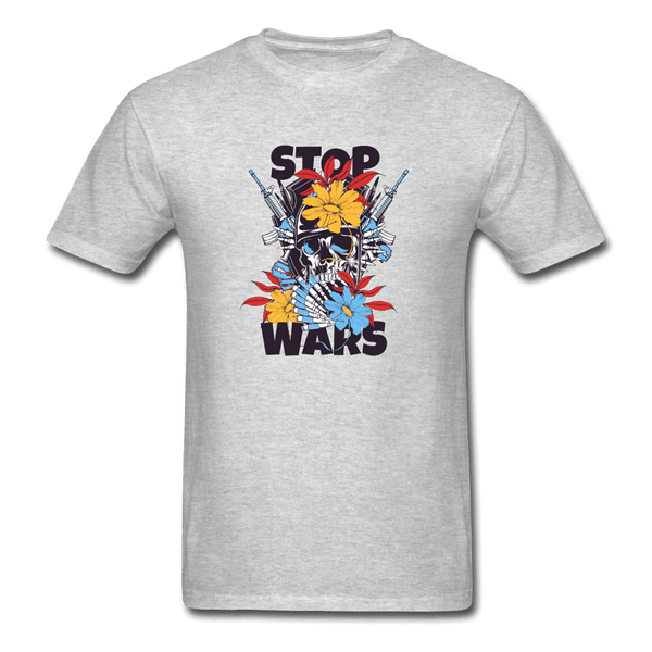 Stop Wars Skull T-Shirt - heather gray