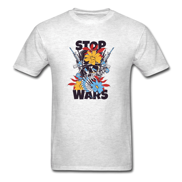 Stop Wars Skull T-Shirt - light heather gray