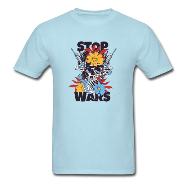 Stop Wars Skull T-Shirt - powder blue