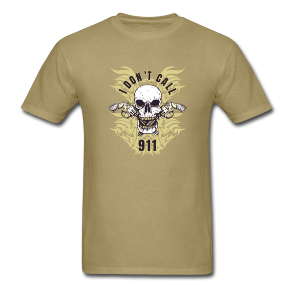 I Don’t Call 911 Skull T-Shirt - khaki