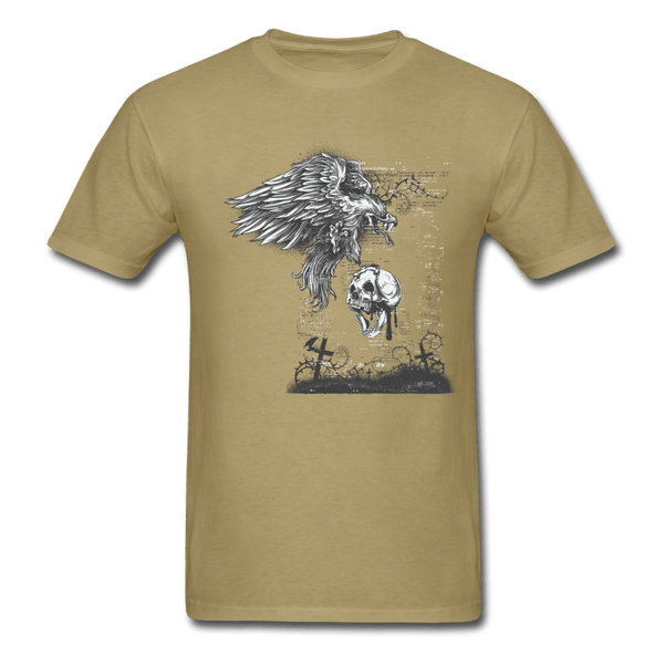 Carrion Bird Carrying a Skull T-Shirt - khaki