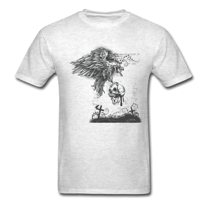 Carrion Bird Carrying a Skull T-Shirt - light heather gray