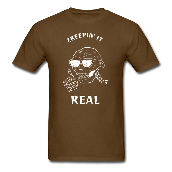 Creepin It Real Skull T-Shirt - brown