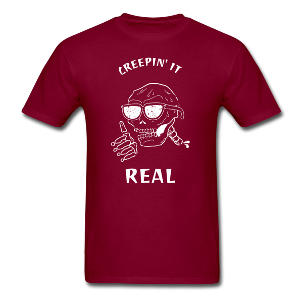 Creepin It Real Skull T-Shirt - burgundy