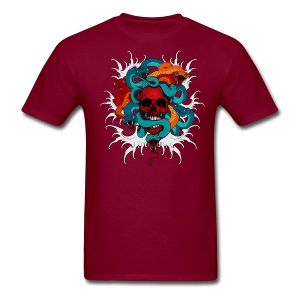 Skull and Snakes T-Shirt - burgundy