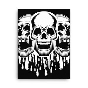 Three Skulls Dripping Thin canvas 5 Sizes