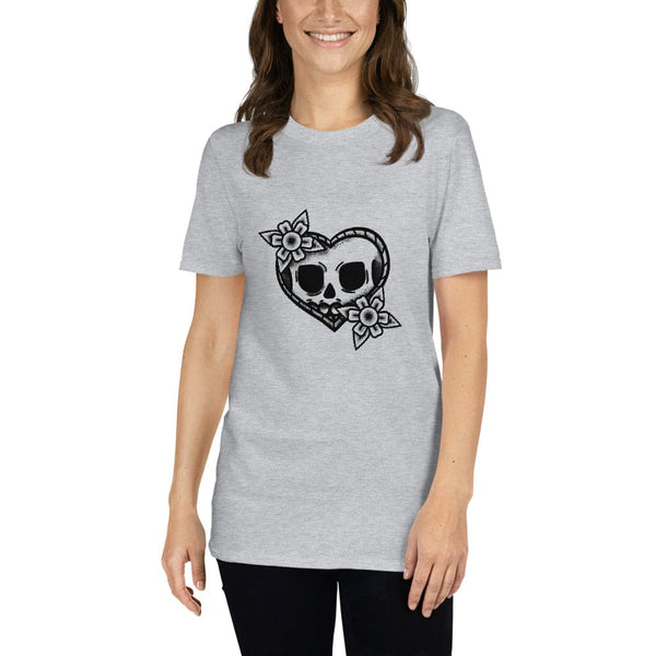 Shull Heart Flowers - Skull T-Shirt