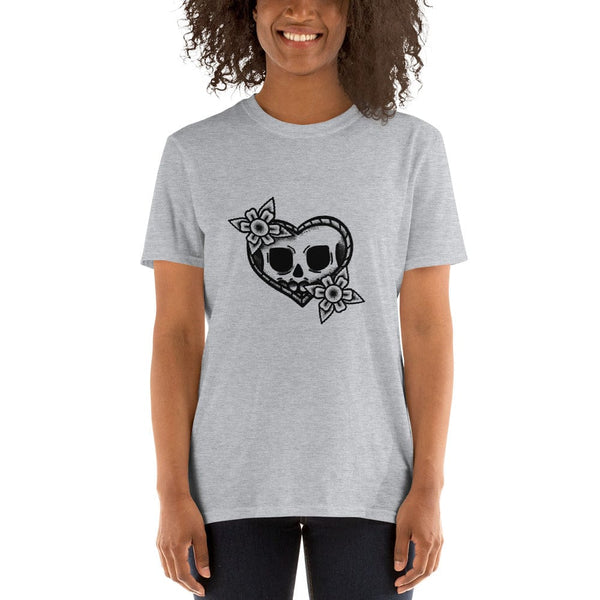 Shull Heart Flowers - Skull T-Shirt