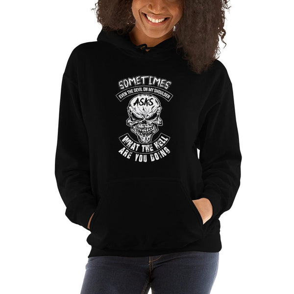 Sometimes Even The Devil On My Shoulder - Skull Hoodie - up to 5XL